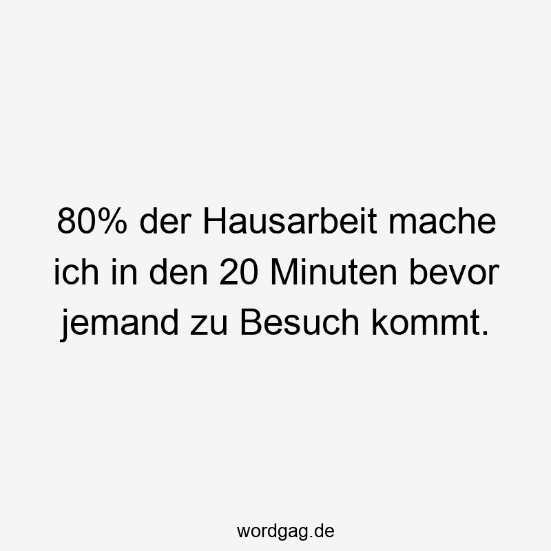 80% der Hausarbeit mache ich in den 20 Minuten bevor jemand zu Besuch kommt.