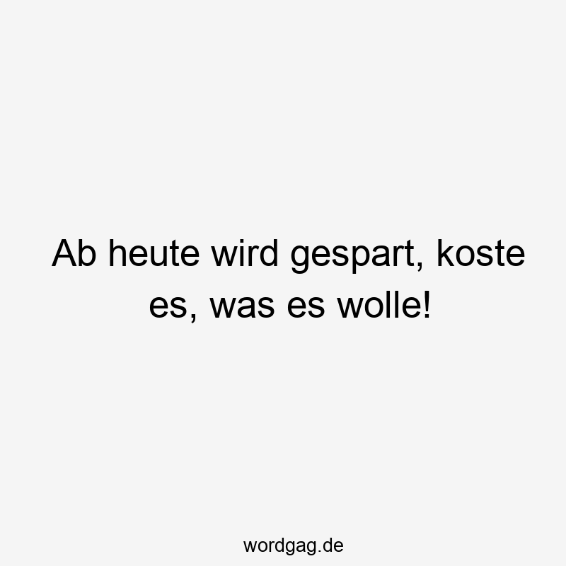 Ab heute wird gespart, koste es, was es wolle!