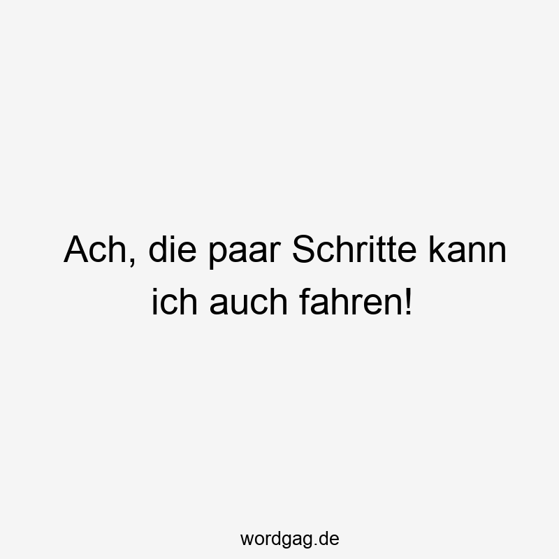 155 Lustige Faulheit Sprüche - Ach, die paar Schritte kann ich auch fahren!