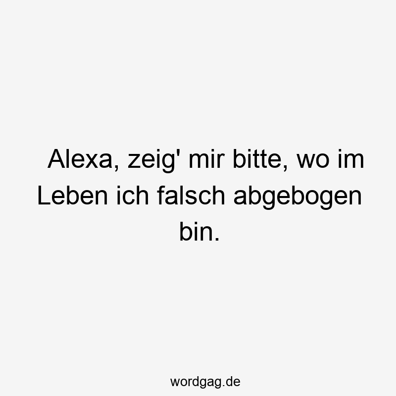 Alexa, zeig‘ mir bitte, wo im Leben ich falsch abgebogen bin.
