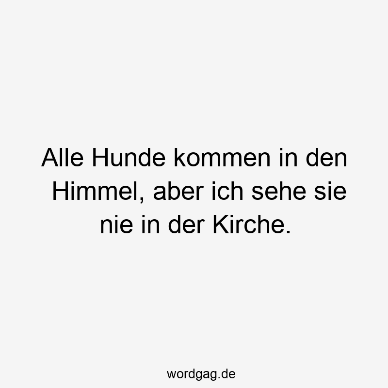 Lustige Sprüche: Himmel - Alle Hunde kommen in den Himmel, aber ich sehe sie nie in der Kirche.
