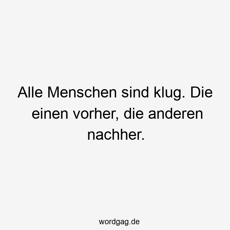 Alle Menschen sind klug. Die einen vorher, die anderen nachher.