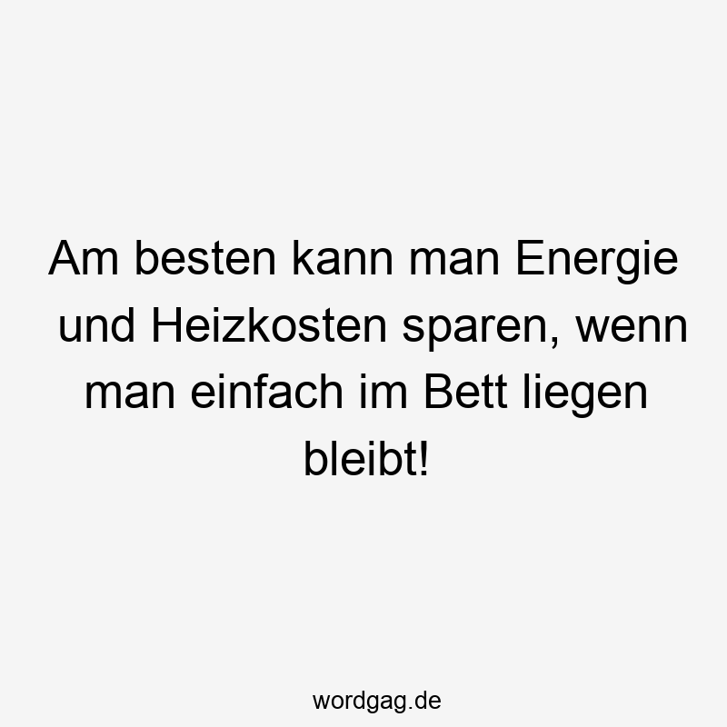 96 Lustige Faul Sprüche - Am besten kann man Energie und Heizkosten sparen, wenn man einfach im Bett liegen bleibt!