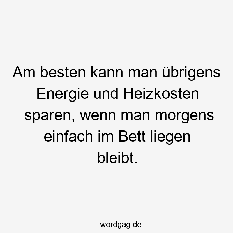 Am besten kann man übrigens Energie und Heizkosten sparen, wenn man morgens einfach im Bett liegen bleibt.