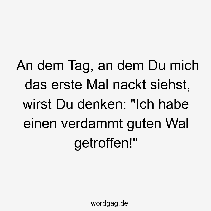 An dem Tag, an dem Du mich das erste Mal nackt siehst, wirst Du denken: „Ich habe einen verdammt guten Wal getroffen!“