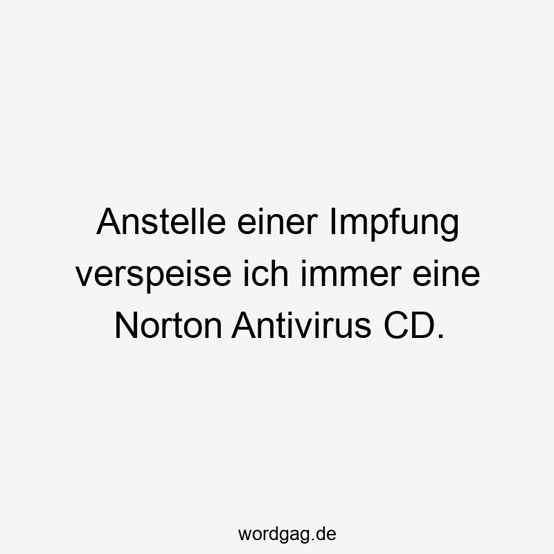 Anstelle einer Impfung verspeise ich immer eine Norton Antivirus CD.