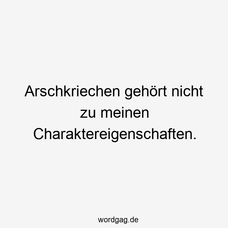 Arschkriechen gehört nicht zu meinen Charaktereigenschaften.