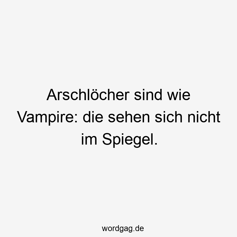 Arschlöcher sind wie Vampire: die sehen sich nicht im Spiegel.