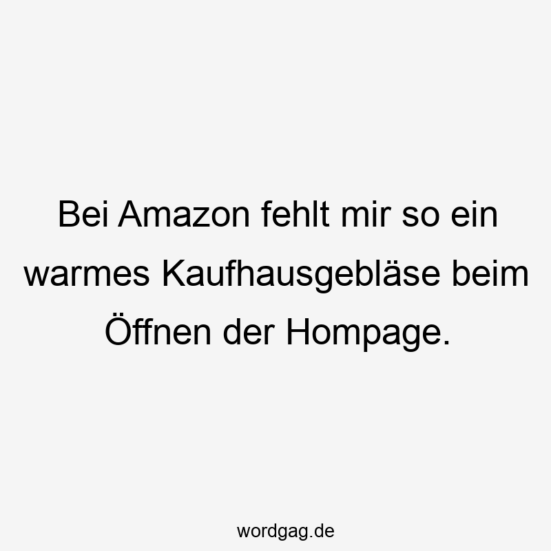 Bei Amazon fehlt mir so ein warmes Kaufhausgebläse beim Öffnen der Hompage.