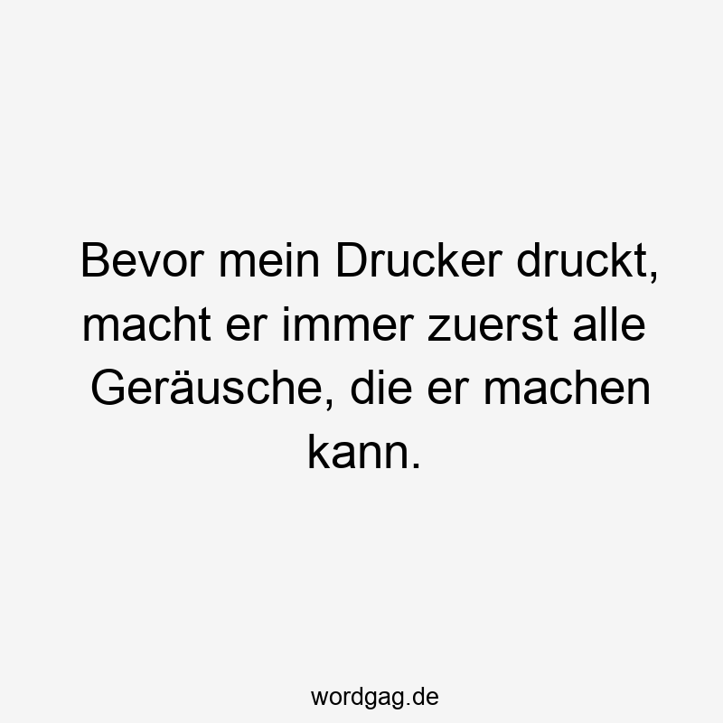 Bevor mein Drucker druckt, macht er immer zuerst alle Geräusche, die er machen kann.