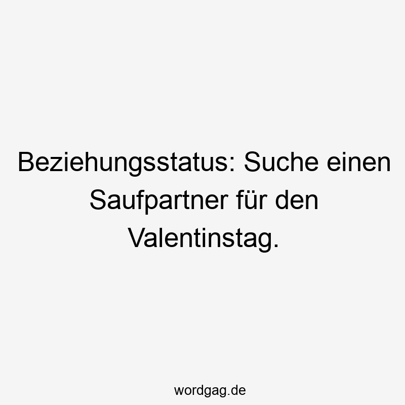 Lustige Sprüche: Saufpartner - Beziehungsstatus: Suche einen Saufpartner für den Valentinstag.