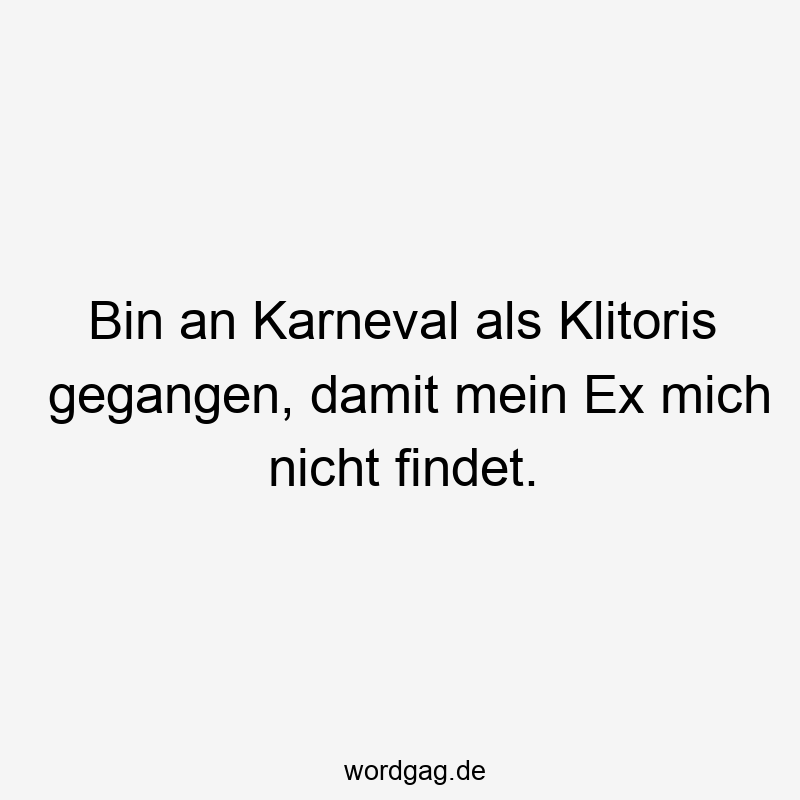 Bin an Karneval als Klitoris gegangen, damit mein Ex mich nicht findet.