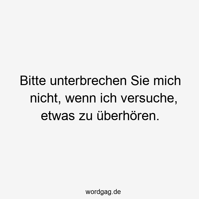Bitte unterbrechen Sie mich nicht, wenn ich versuche, etwas zu überhören.
