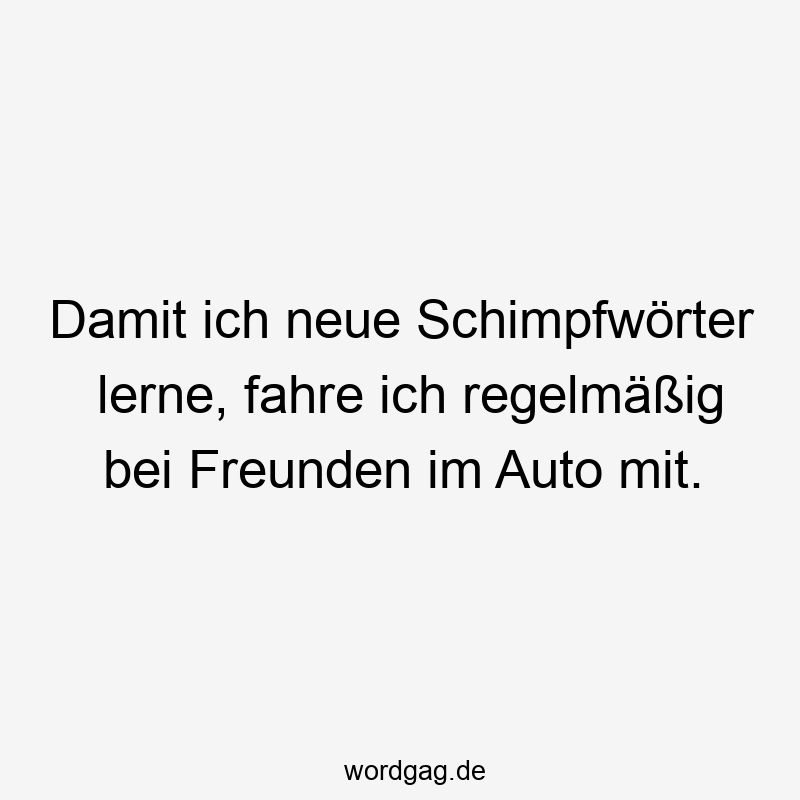 Damit ich neue Schimpfwörter lerne, fahre ich regelmäßig bei Freunden im Auto mit.