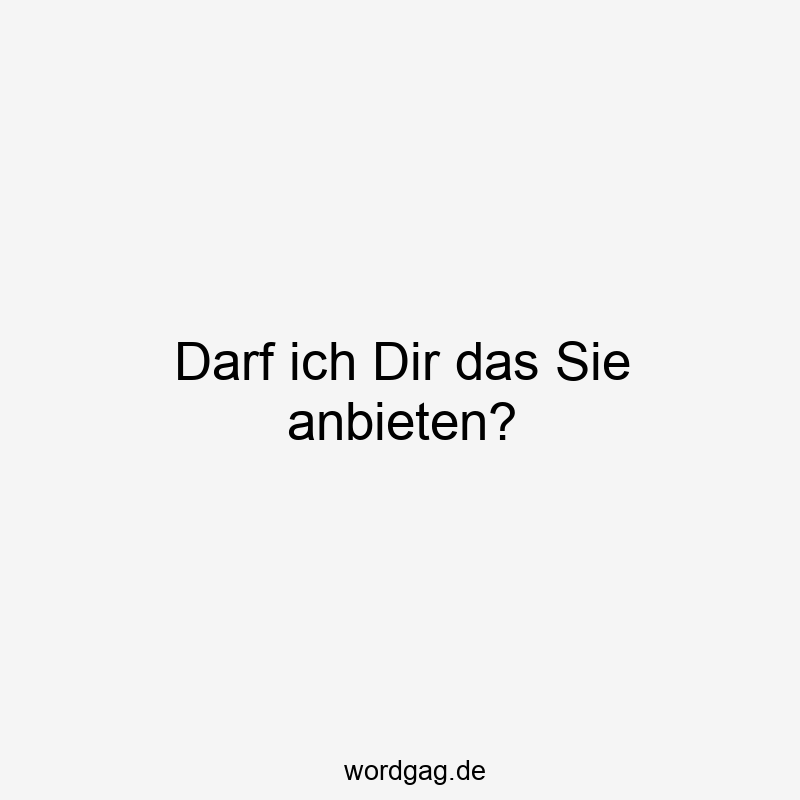 Darf ich Dir das Sie anbieten?