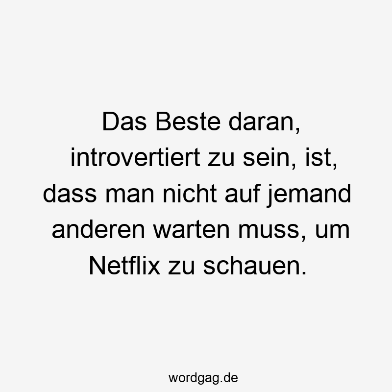 146 Lustige Freizeit Sprüche - Das Beste daran, introvertiert zu sein, ist, dass man nicht auf jemand anderen warten muss, um Netflix zu schauen.