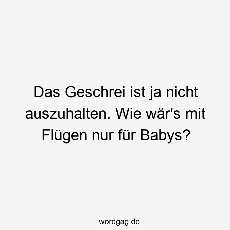 Das Geschrei ist ja nicht auszuhalten. Wie wär’s mit Flügen nur für Babys?