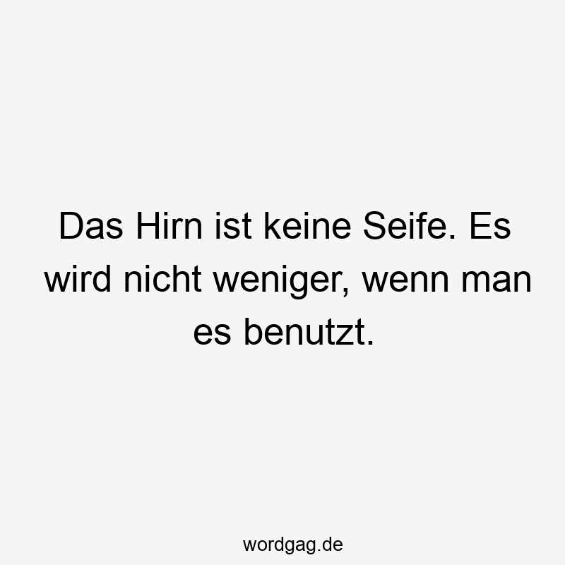 Das Hirn ist keine Seife. Es wird nicht weniger, wenn man es benutzt.