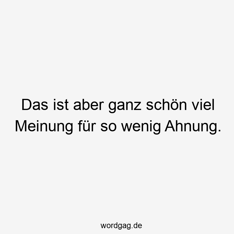 Das ist aber ganz schön viel Meinung für so wenig Ahnung.