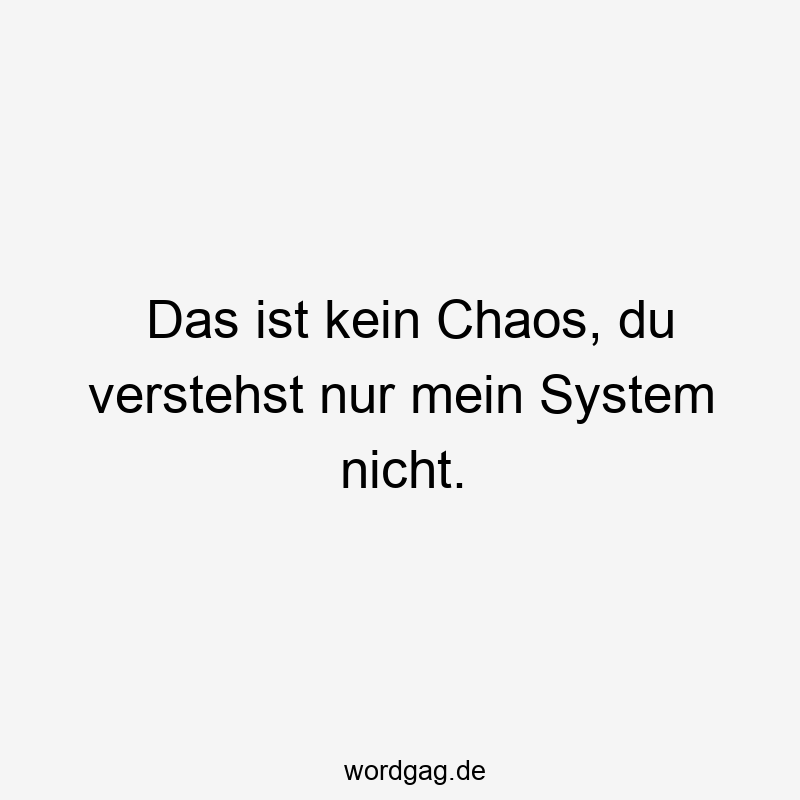 Das ist kein Chaos, du verstehst nur mein System nicht.