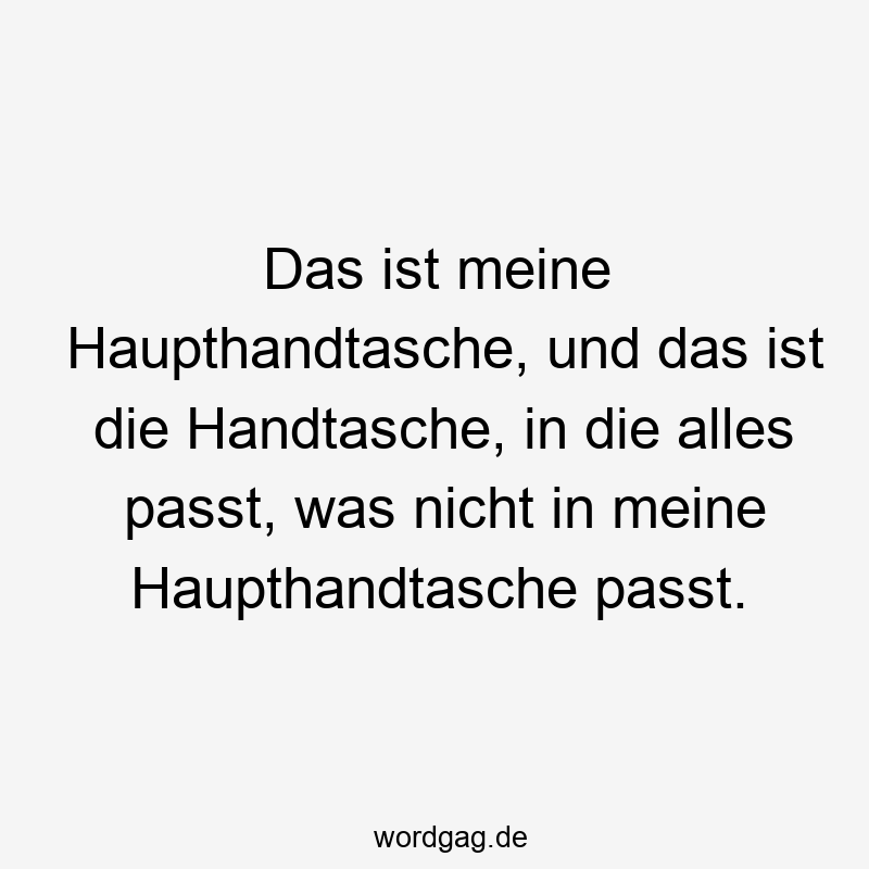 Das ist meine Haupthandtasche, und das ist die Handtasche, in die alles passt, was nicht in meine Haupthandtasche passt.