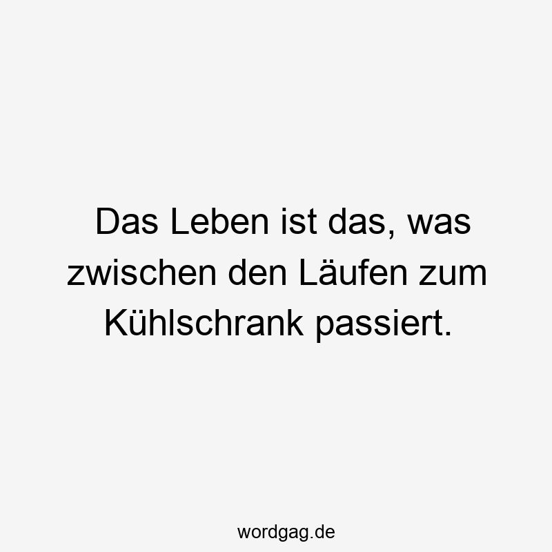 Das Leben ist das, was zwischen den Läufen zum Kühlschrank passiert.