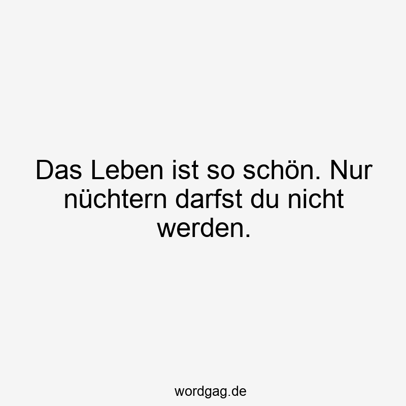 Das Leben ist so schön. Nur nüchtern darfst du nicht werden.