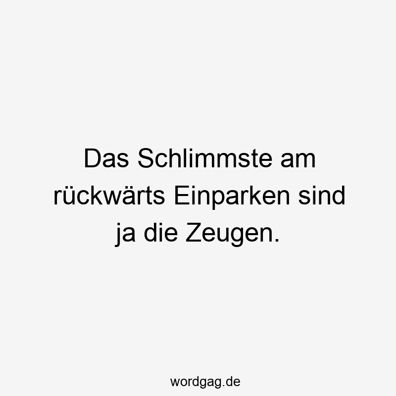 Das Schlimmste am rückwärts Einparken sind ja die Zeugen.