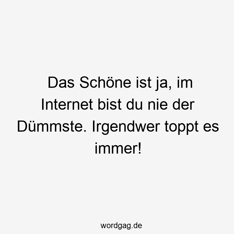 Das Schöne ist ja, im Internet bist du nie der Dümmste. Irgendwer toppt es immer!
