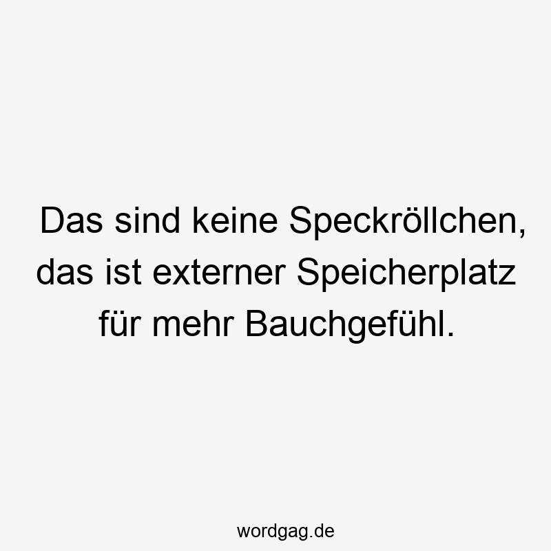 Lustige Sprüche: Speckröllchen - Das sind keine Speckröllchen, das ist externer Speicherplatz für mehr Bauchgefühl.