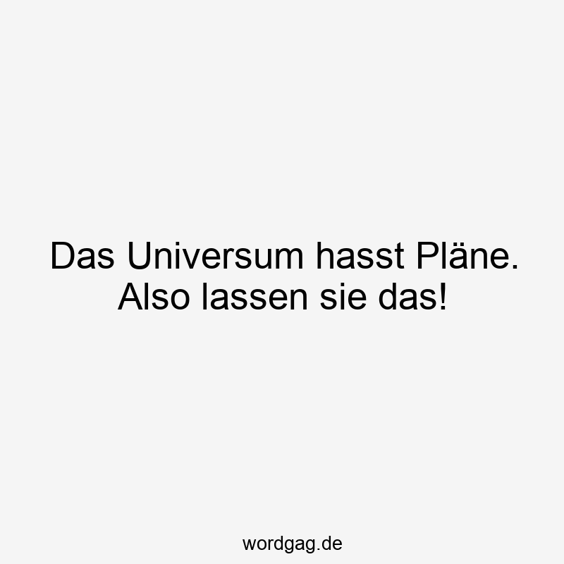 195 Lustige lassen Sprüche - Das Universum hasst Pläne. Also lassen sie das!