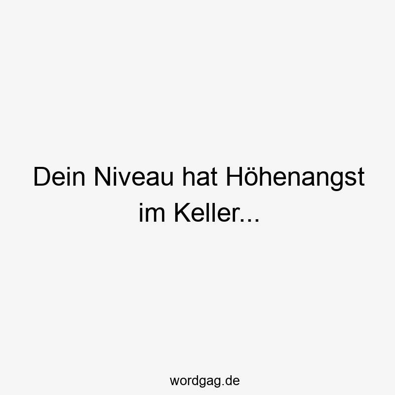 Dein Niveau hat Höhenangst im Keller...