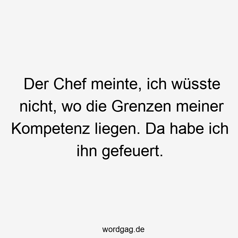 Der Chef meinte, ich wüsste nicht, wo die Grenzen meiner Kompetenz liegen. Da habe ich ihn gefeuert.