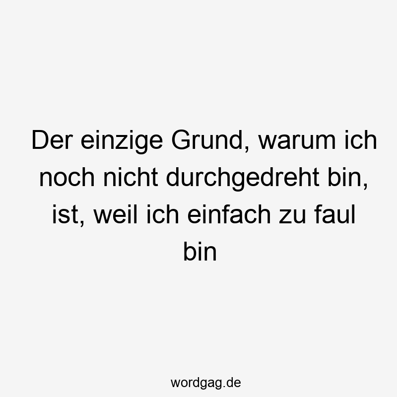 96 Lustige Faul Sprüche - Der einzige Grund, warum ich noch nicht durchgedreht bin, ist, weil ich einfach zu faul bin