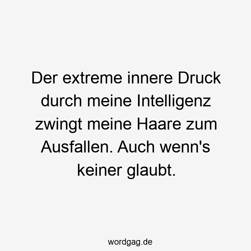 Der extreme innere Druck durch meine Intelligenz zwingt meine Haare zum Ausfallen. Auch wenn’s keiner glaubt.