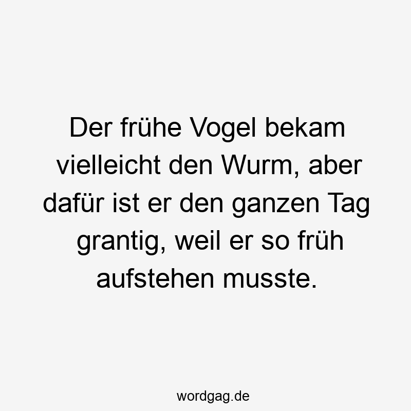Der frühe Vogel bekam vielleicht den Wurm, aber dafür ist er den ganzen Tag grantig, weil er so früh aufstehen musste.