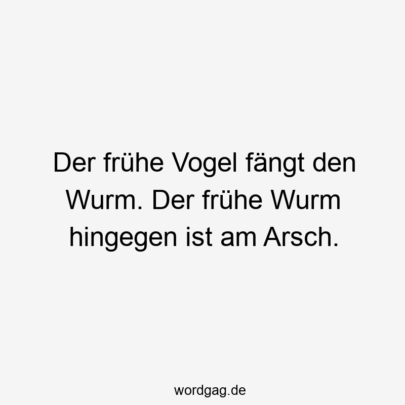 Der frühe Vogel fängt den Wurm. Der frühe Wurm hingegen ist am Arsch.