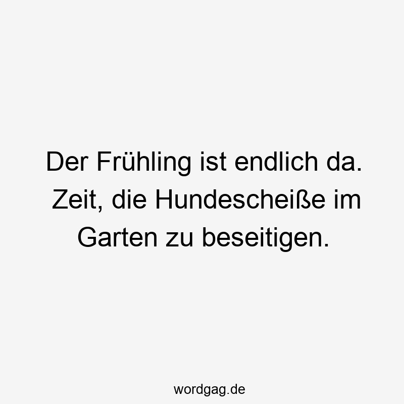 Der Frühling ist endlich da. Zeit, die Hundescheiße im Garten zu beseitigen.