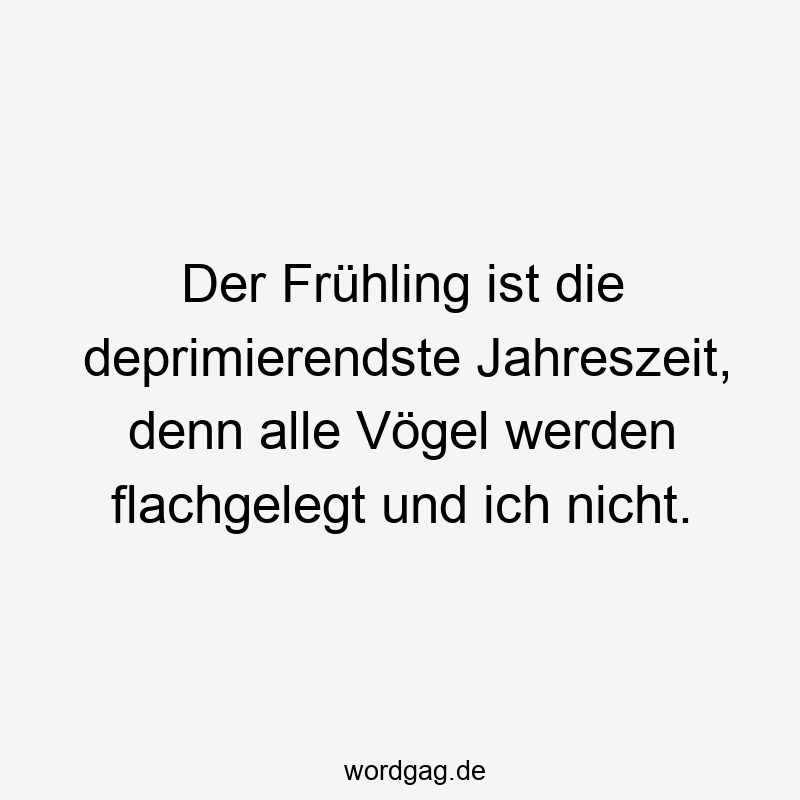 Der Frühling ist die deprimierendste Jahreszeit, denn alle Vögel werden flachgelegt und ich nicht.