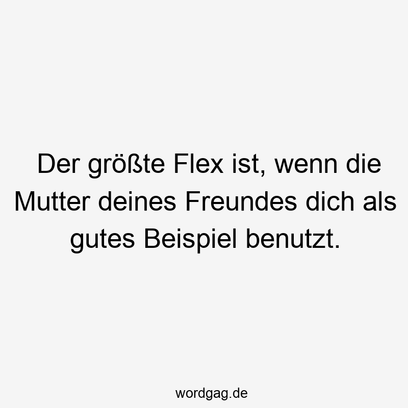 Lustige Sprüche: Flex - Der größte Flex ist, wenn die Mutter deines Freundes dich als gutes Beispiel benutzt.