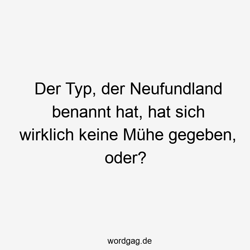 Der Typ, der Neufundland benannt hat, hat sich wirklich keine Mühe gegeben, oder?