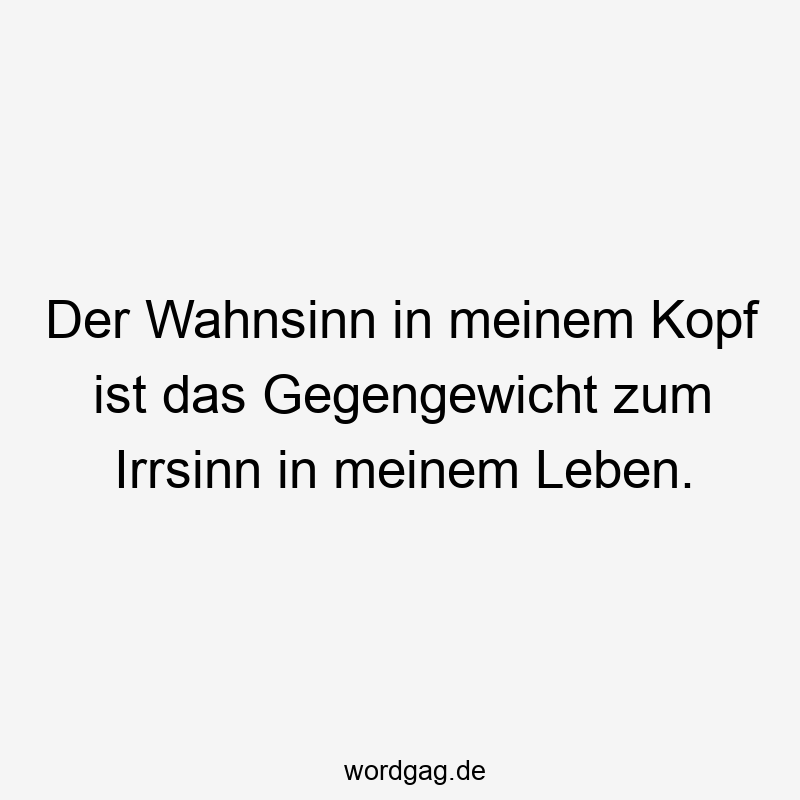 Der Wahnsinn in meinem Kopf ist das Gegengewicht zum Irrsinn in meinem Leben.