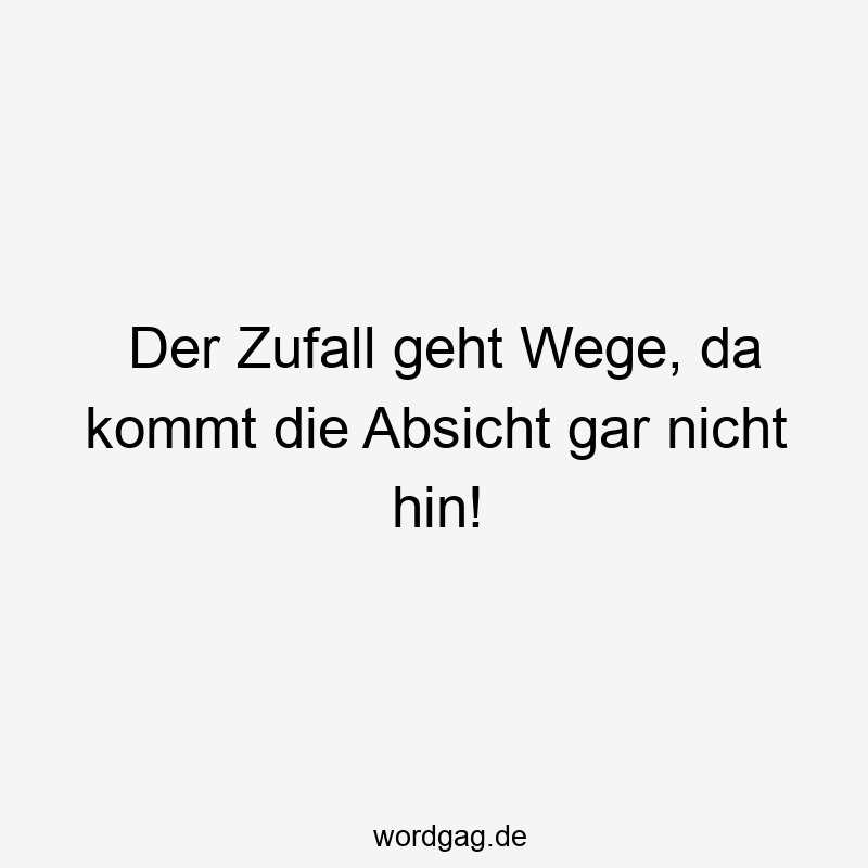 Der Zufall geht Wege, da kommt die Absicht gar nicht hin!