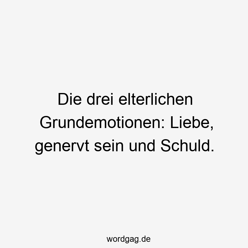 Die drei elterlichen Grundemotionen: Liebe, genervt sein und Schuld.