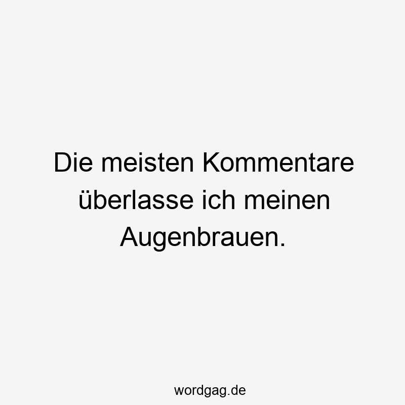 Lustige Sprüche: Ausdruck - Die meisten Kommentare überlasse ich meinen Augenbrauen.
