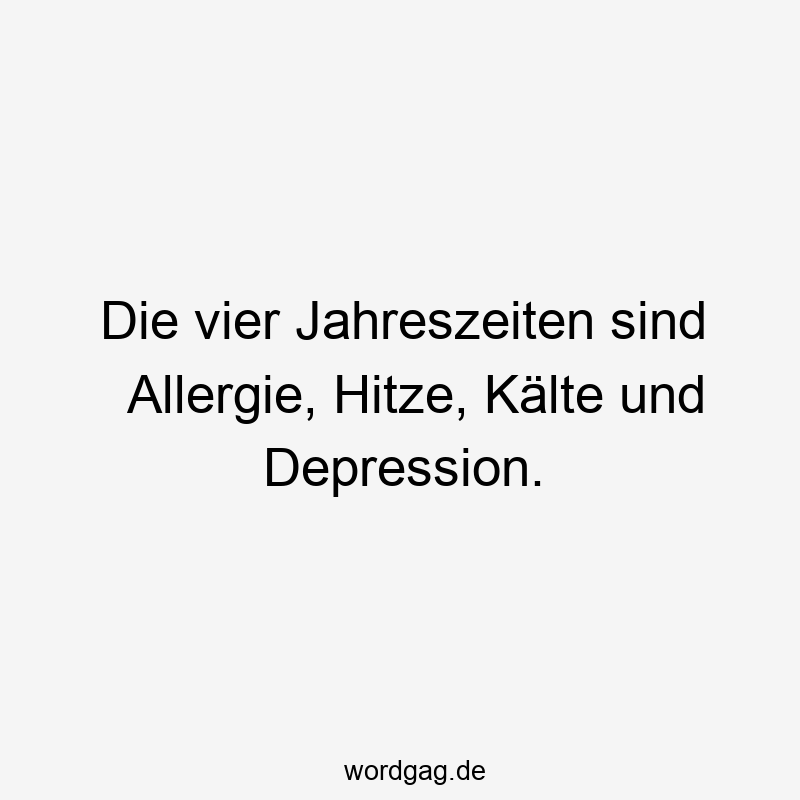 Die vier Jahreszeiten sind Allergie, Hitze, Kälte und Depression.