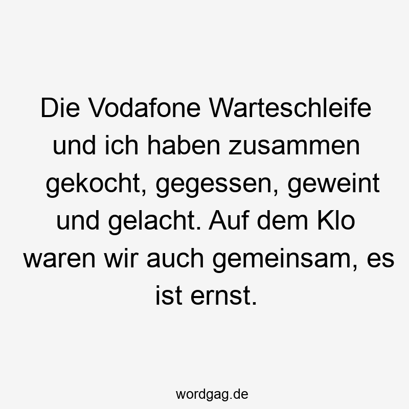 Die Vodafone Warteschleife und ich haben zusammen gekocht, gegessen, geweint und gelacht. Auf dem Klo waren wir auch gemeinsam, es ist ernst.