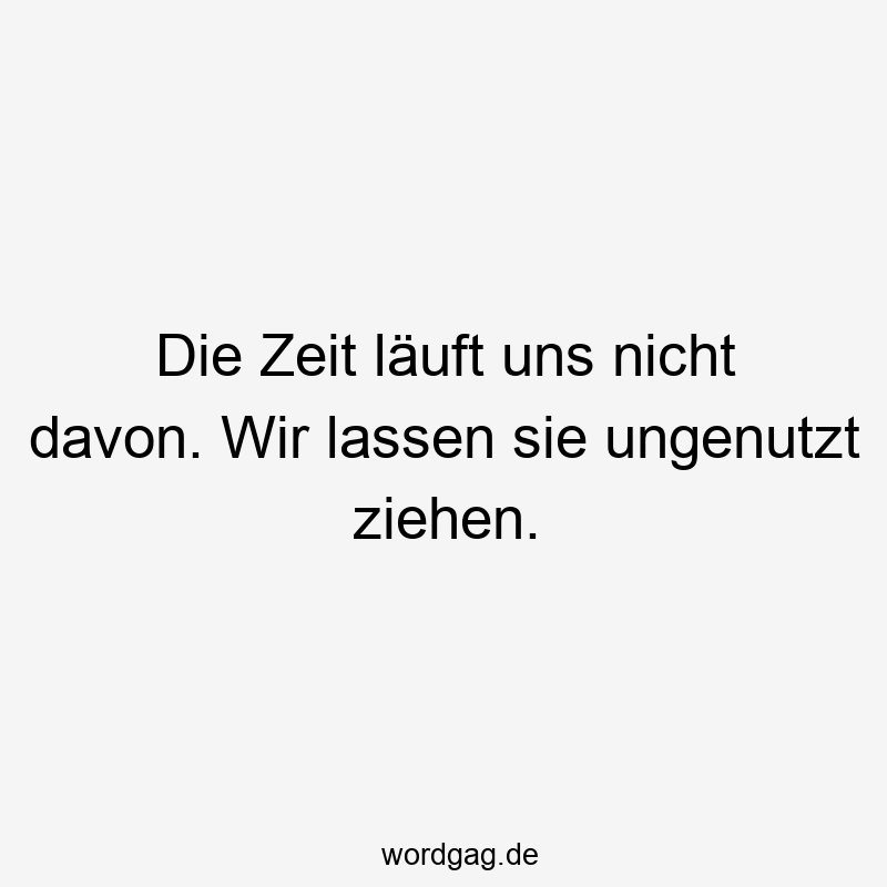 Die Zeit läuft uns nicht davon. Wir lassen sie ungenutzt ziehen.
