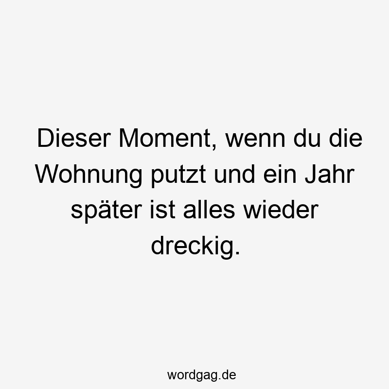 Dieser Moment, wenn du die Wohnung putzt und ein Jahr später ist alles wieder dreckig.