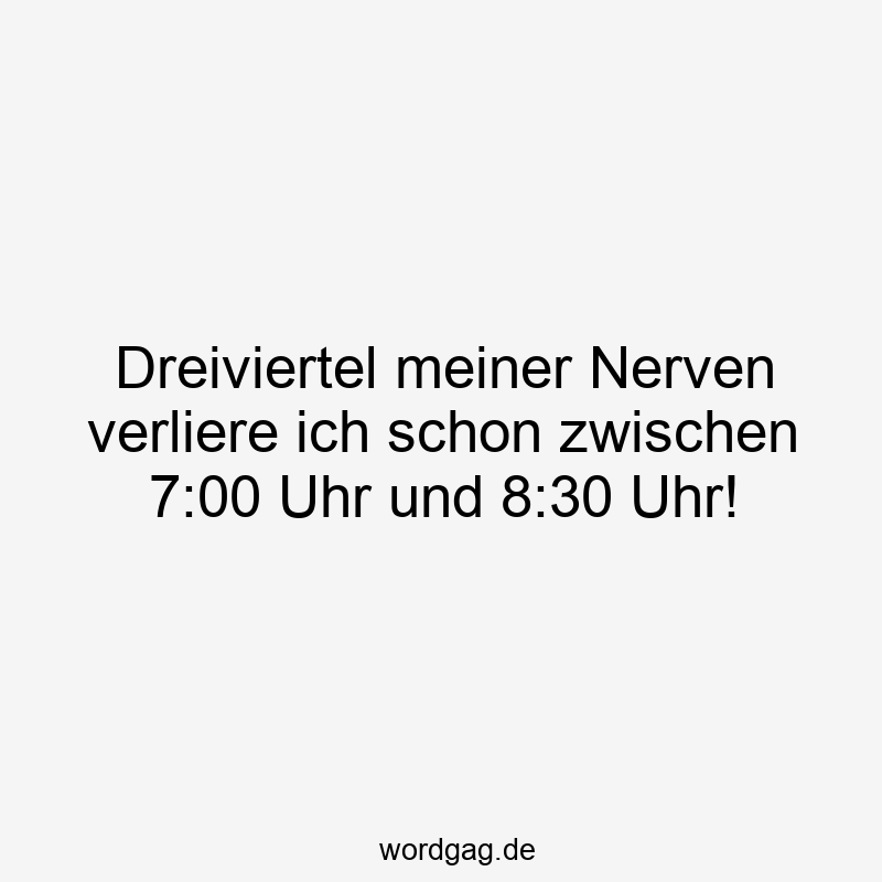 57 Lustige Nerven Sprüche - Dreiviertel meiner Nerven verliere ich schon zwischen 7:00 Uhr und 8:30 Uhr!